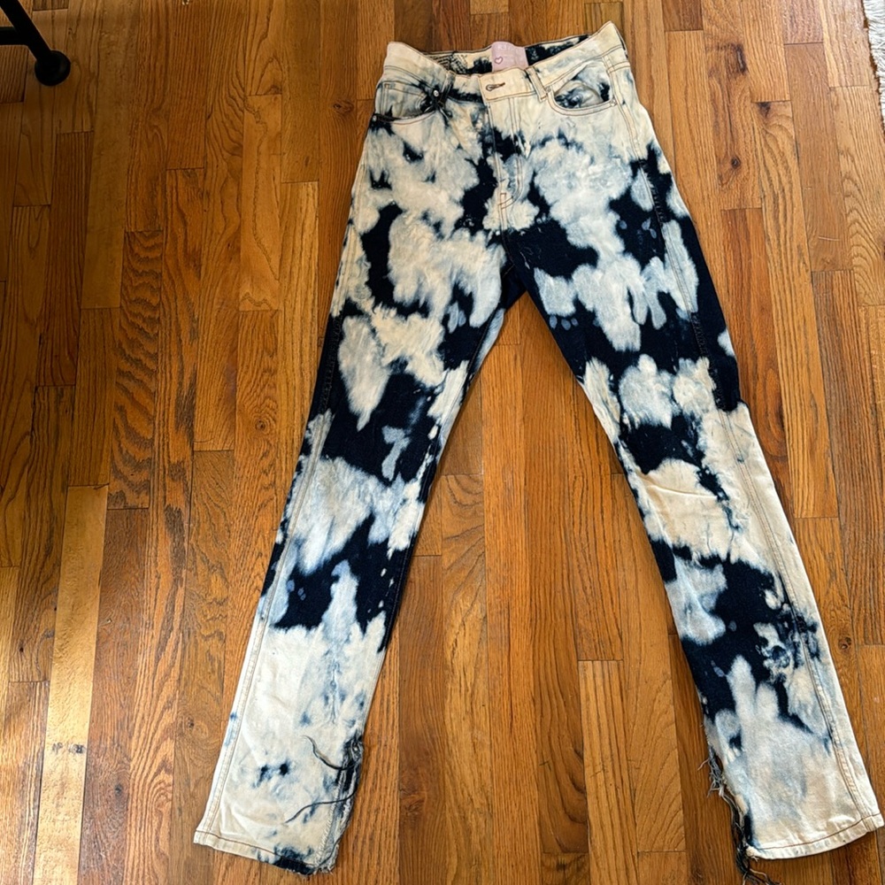 Brash wash the-dye raw denim high waisted jean